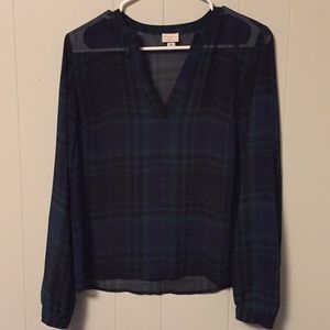 Plaid sheen blouse